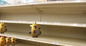 Depicting empty shelves, symbolizing the risk of Bitcoin supply shock.