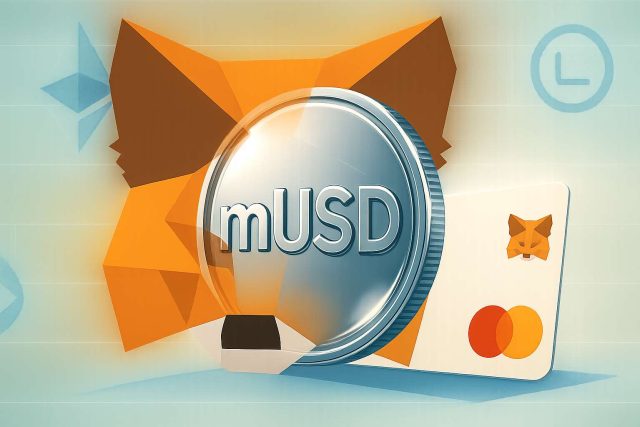 MetaMask’s mUSD Is Live: The First Wallet-Native Stablecoin Aims at DeFi — and Daily Spending MetaMask fox silhouette framing a dollar-pegged mUSD coin, with subtle Ethereum and Linea motifs and a minimal payment card