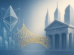 ConsenSys IPO: What a 2026 Listing Could Mean for Wallets, Infra and L2s ConsenSys IPO, a golden bridge linking Ethereum’s digital network with Wall Street skyscrapers.