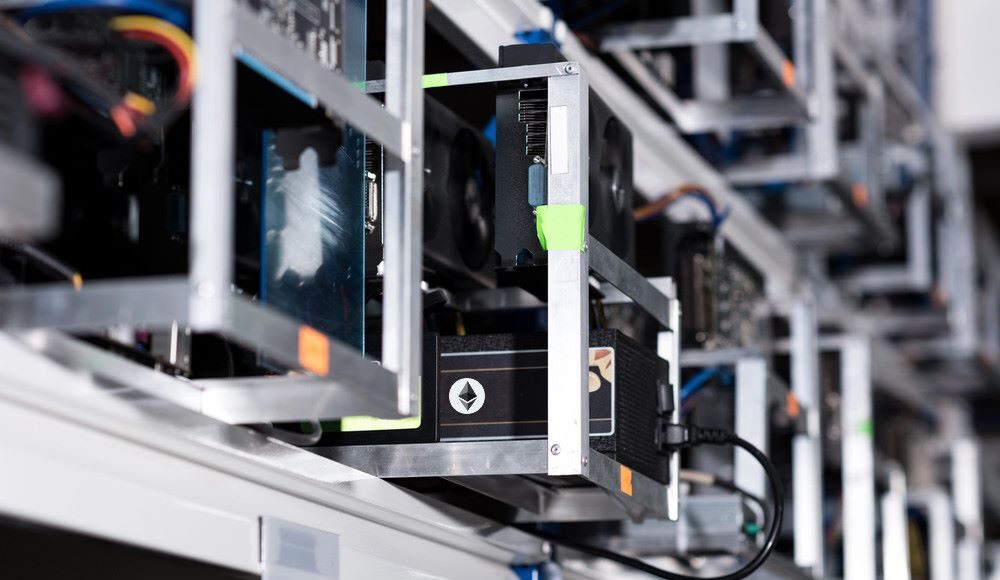 Close-up of Ethereum mining and validation hardware, preparing for the Fusaka hard fork and upcoming mainnet upgrade focused on Layer-2 scalability.