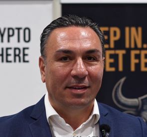 Nassar Al Achkar representing CoinW exchange at NBX 2026 in Warsaw