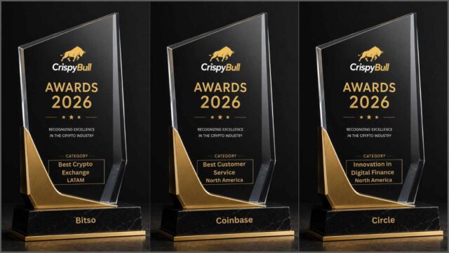 CrispyBull Awards 2026 recognizing Bitso, Coinbase and Circle as regional winners for crypto exchange, customer service and digital finance innovation.